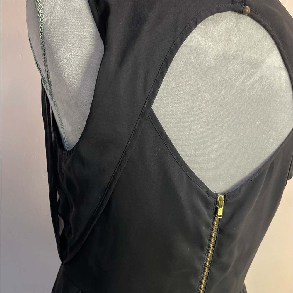 #0156 The Limited Black Sheer Overlay Open Back High-Low Dress-4 - Picture 6 of 12